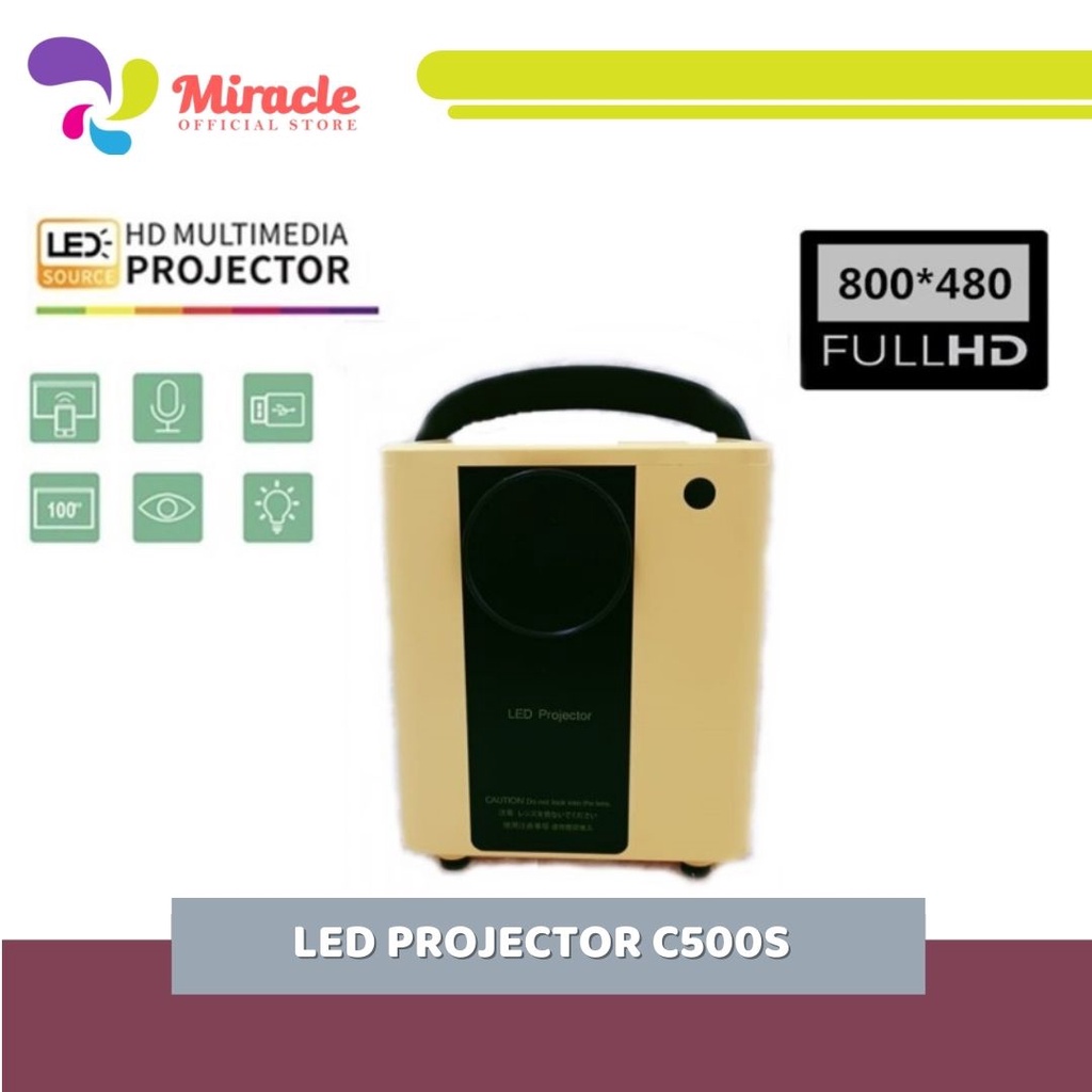LED Projector C500S Portable Multimedia LED Proyektor Portable Mirroring Version
