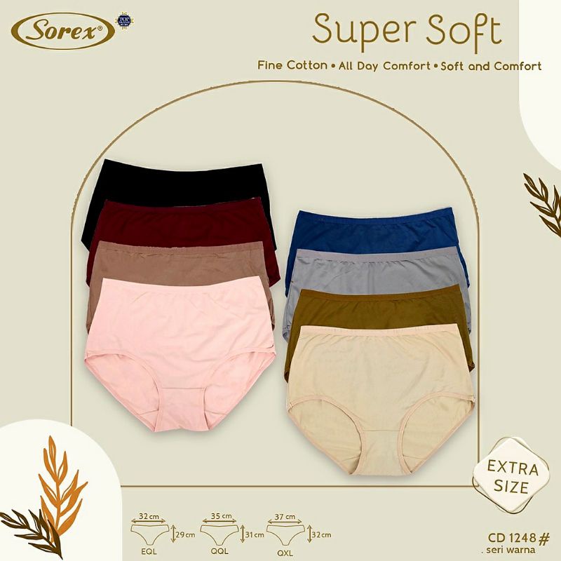 Paket isi 3/6pcs CD WANITA SOREX JUMBO 1248. SUPER SOFT LEMBUT