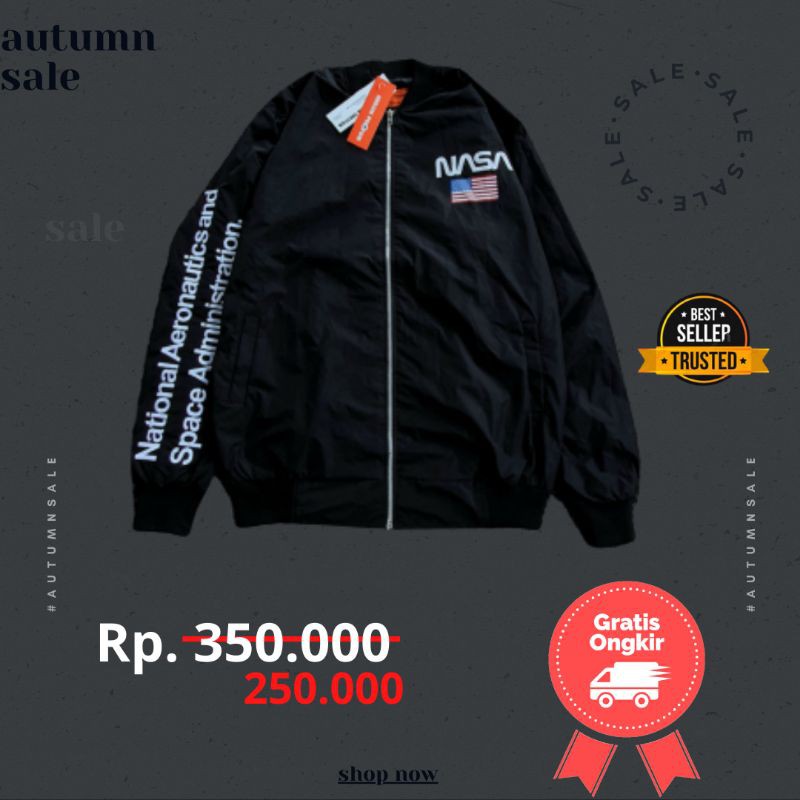 BOMBER JAKET NASA X HERON PRESTON SPACE ADMINISTRATION BLACK
