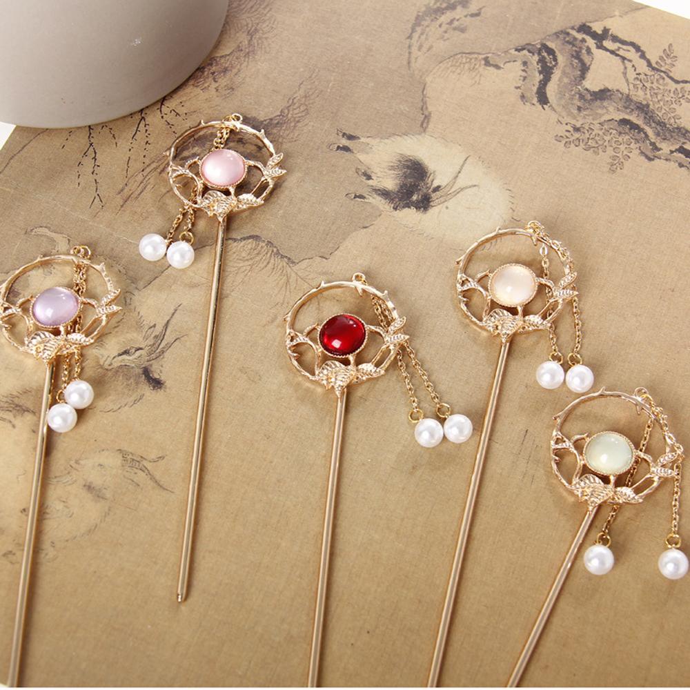 Needway   Mutiara Rambut Stik Fashion Hiasan Kepala Daun Gaya Kuno Vintage Kristal Aksesoris Rambut