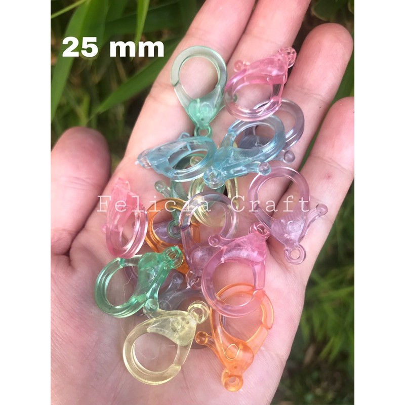 Lobster Clasp Gantungan Kokot Kait Plastik 25mm warna transparan [harga 1pcs]