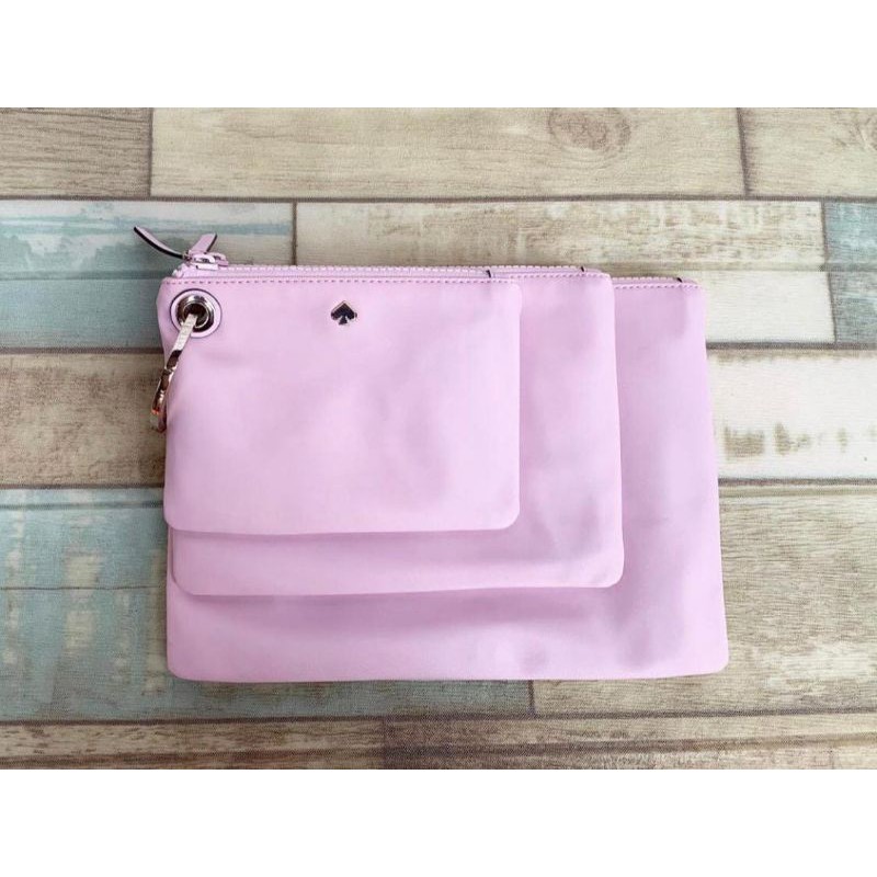 Kate spade triple pouch floral seredipity pink original