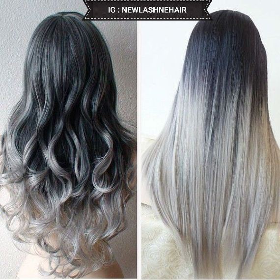 hairclip lurus ombre black - greyAlat Rambut