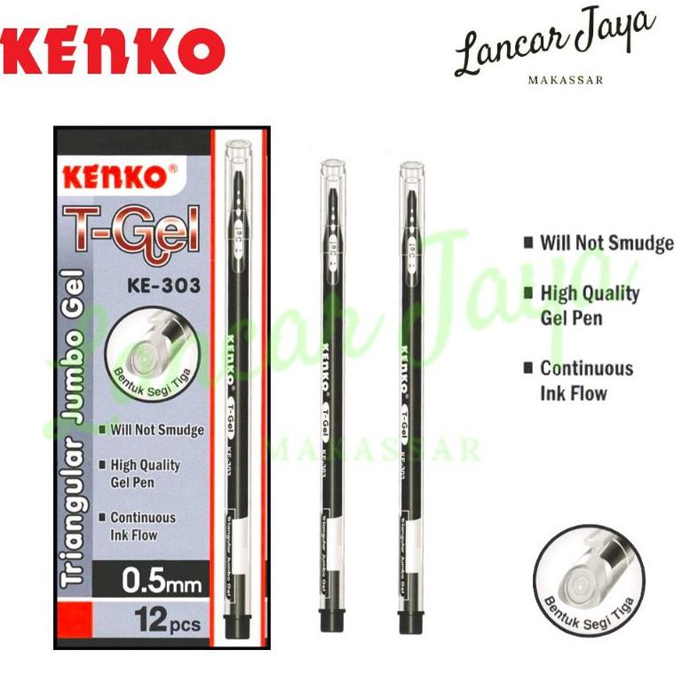 

(B1R7).. Pulpen gel kenko KE-303 T-gel ( 12 pcs ) //Sudah@update