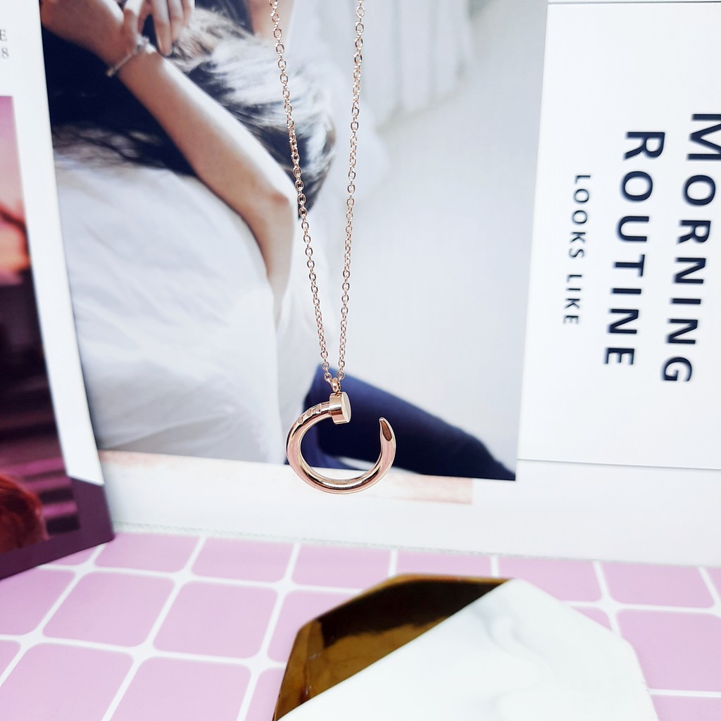 Kalung Titanium Fashion Korea Paku Gold Rosegold - BN429