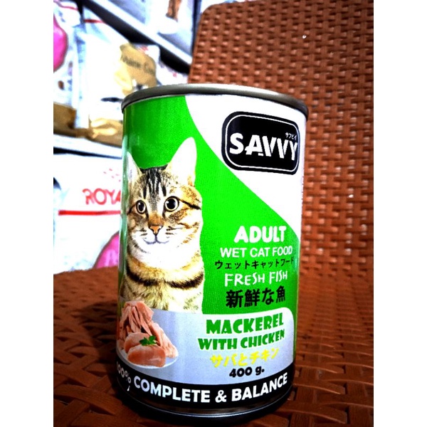 savvy cat food 400gr kaleng adult mackarel and chiken