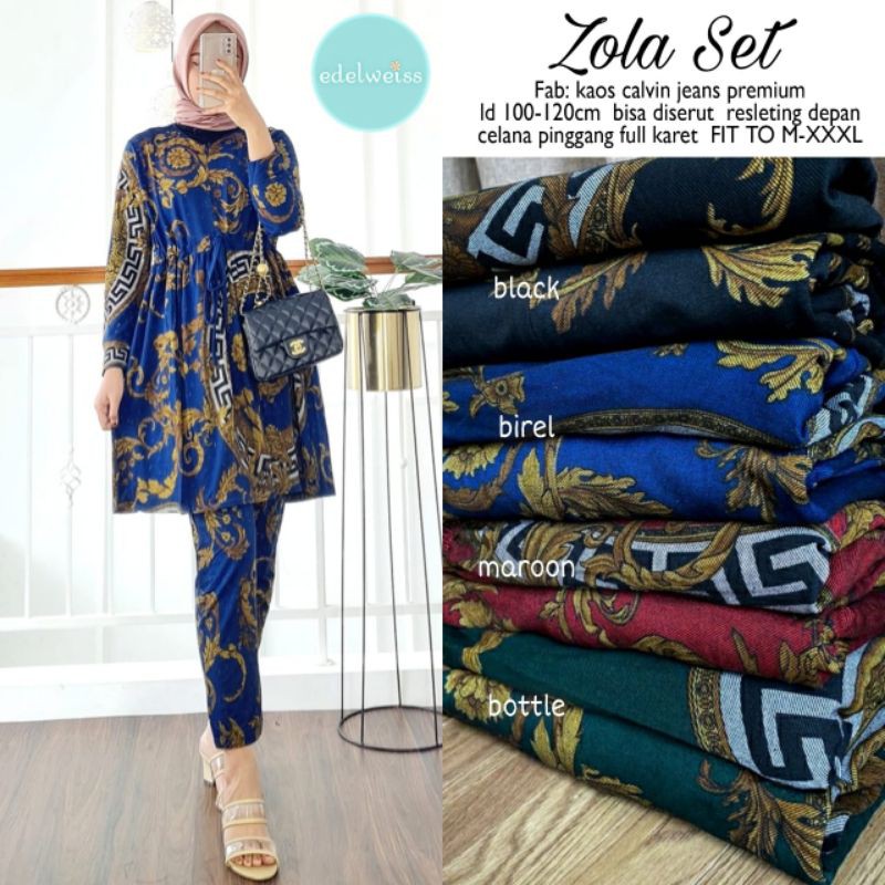 Zola set setelan kaos Calvin jeans premium