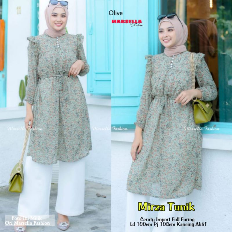Mirza tunik ceruty full furing kekinian original by marsella