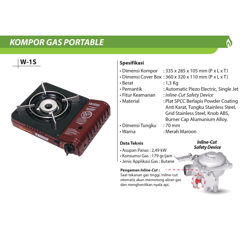 Winn Gas Kompor Portable 1 Tungku W1S