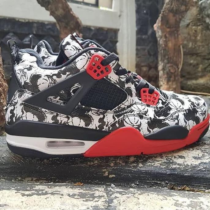 Barang Berkualitas Nike Air Jordan 4 Tattoo "Black Fire Red" Premium PROMO