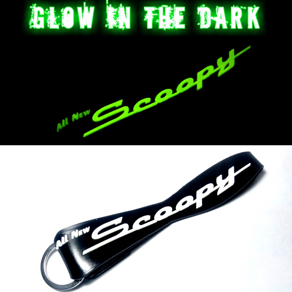GANTUNGAN KUNCI MOTOR SCOOPY GLOW IN THE DARK DESIGN UNIK KEREN RUBBER ELASTIC KEYCHAIN RING