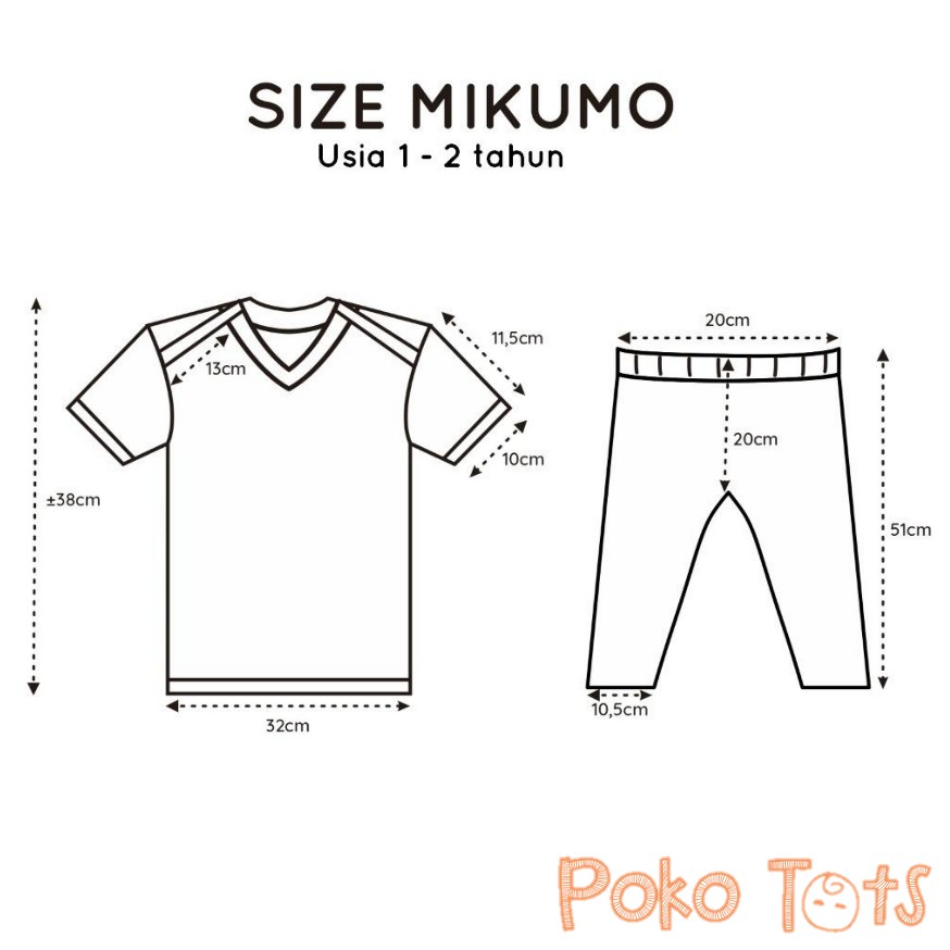 Mikumo Basic Wear Setelan Baju Anak Kaos dan Celana Piyama Tangan Pendek