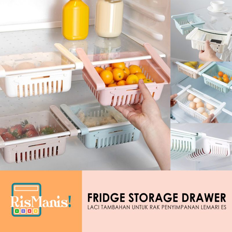 FRIDGE STORAGE DRAWER - Laci Mini Tambahan Rak Serbaguna Lemari Es Organizer Rapi Penyimpanan Kulkas