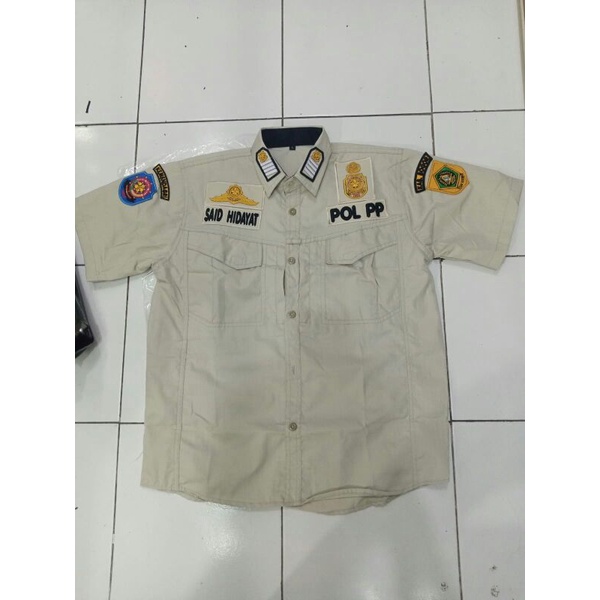 kemeja satpol pp + atribut bordir timbul