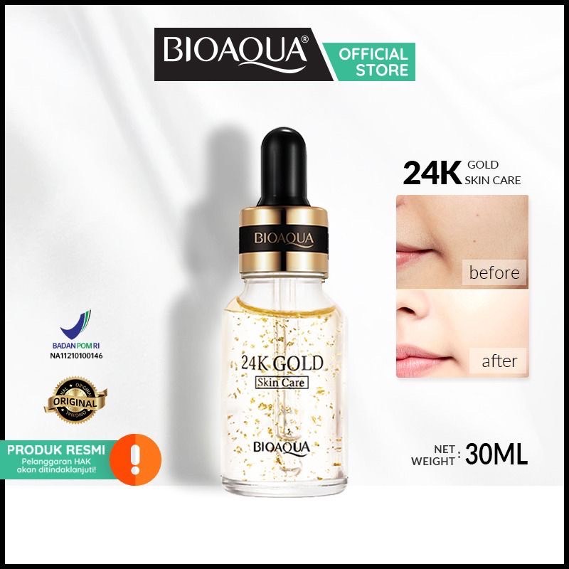 BIOAQUA 24K GOLD SERUM SKIN CARE PERAWATAN WAJAH PAGI DAN MALAM HYDRATING ANTI AGING ORIGINAL BPOM COD