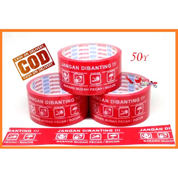 

Lakban Fragile Jumbo Jangan Dibanting 2 inch 100 Yard / 50 Yard