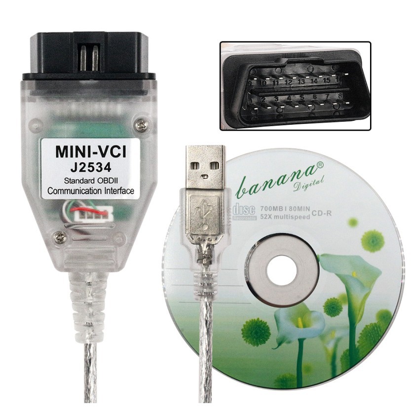 Otomotif Mini VCI J2534 Kabel Diagnostik Konektor USB Mobil Untuk Toyota Tis V13.00.022