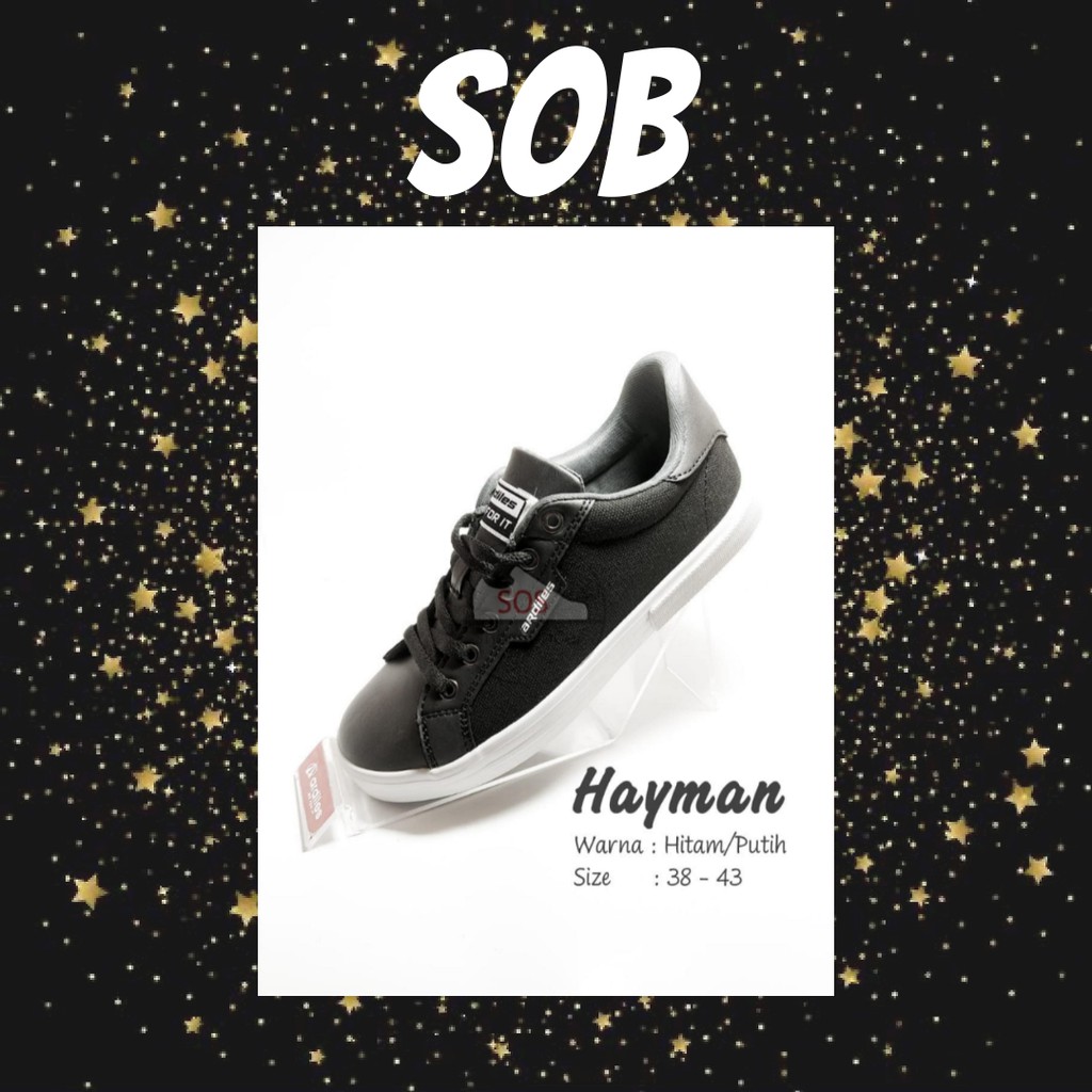 TERMURAH SOB  Sepatu pria Hayman Ardiles SNEAKERS KERJA SEPATU HITAM PUTIH SLIP ON