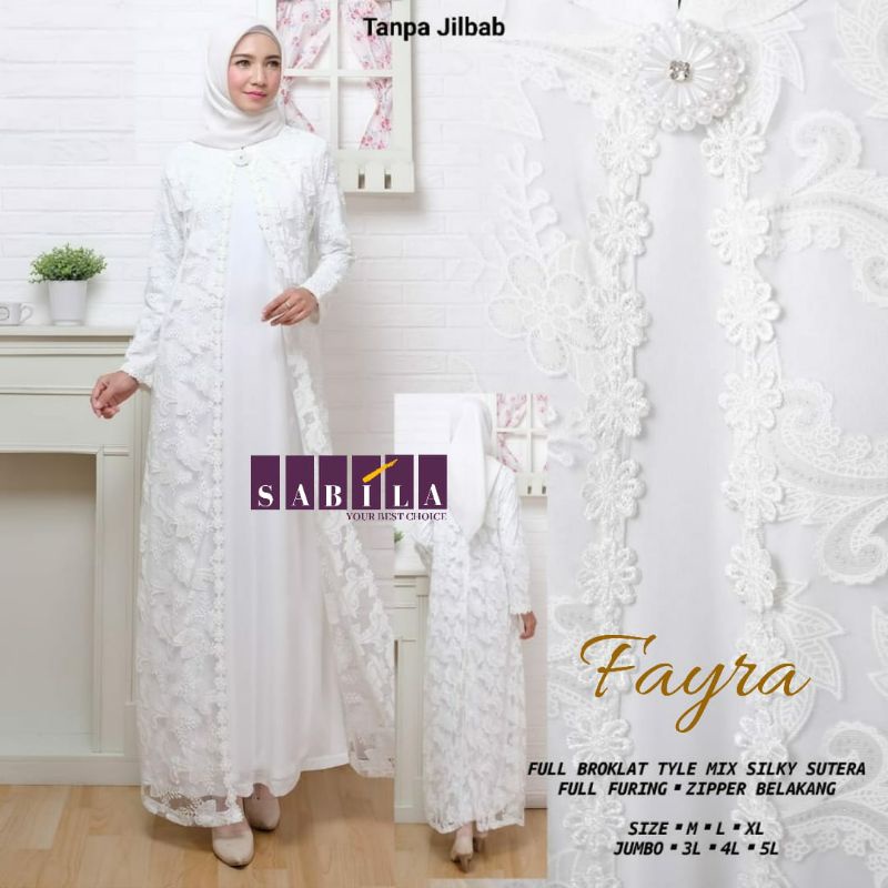 FAYRA GAMIS PUTIH BROKAT HALUS JUMBO