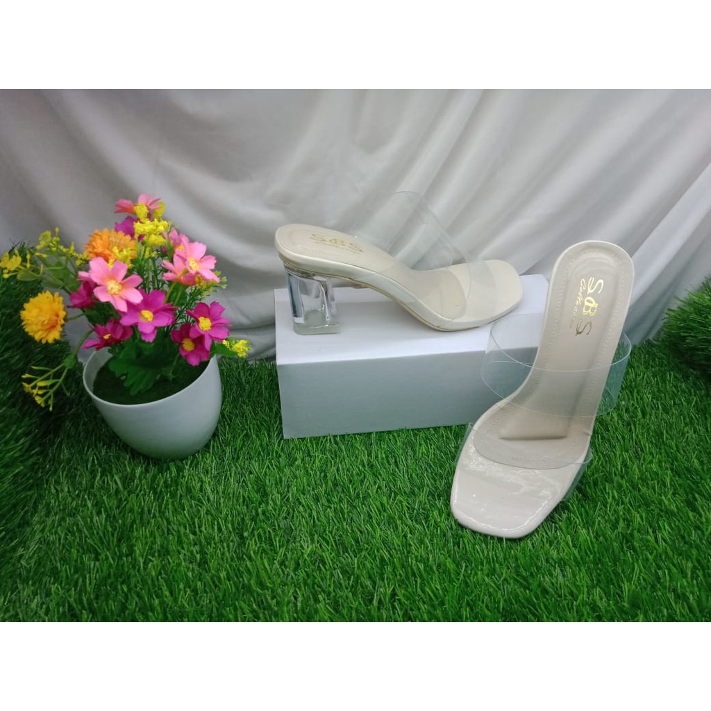 SANDAL WANITA HAK KACA TERBARU 7CM SANDAL WANITA HAK BENING SBS collection