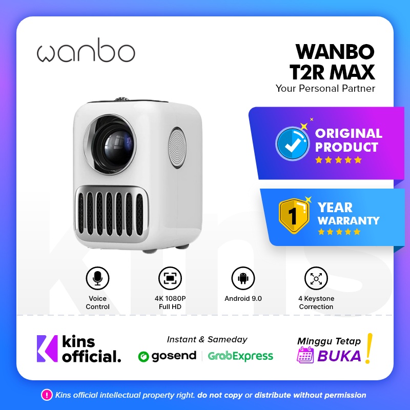 Wanbo T2R Max Projector 1080P 350ANSI Lumens Support 4K Led Proyektor