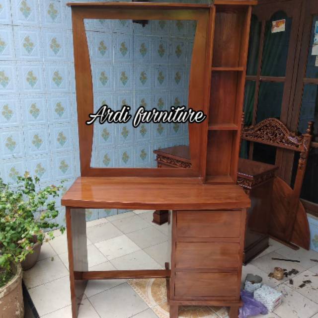 Meja rias tolet kaca minimalis jati