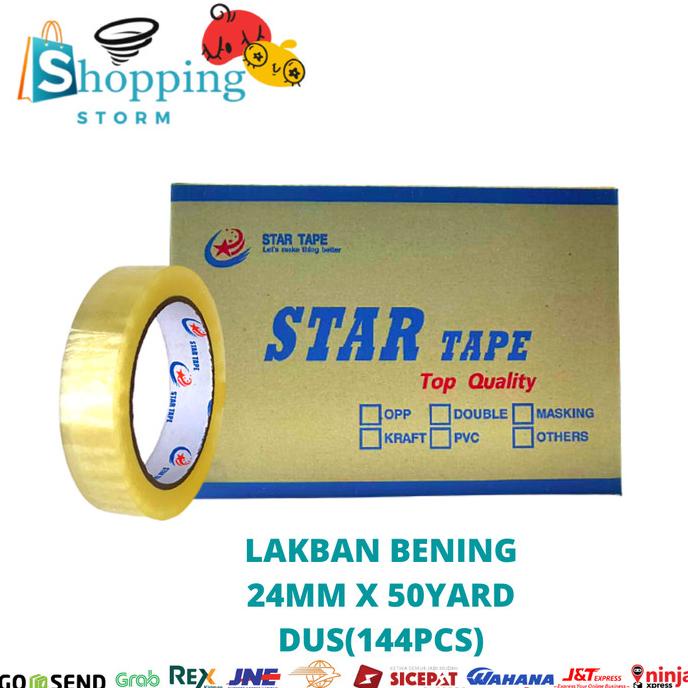 

Lakban Star Tape Bening 24MMx50Yard @144 pcs /perdus
