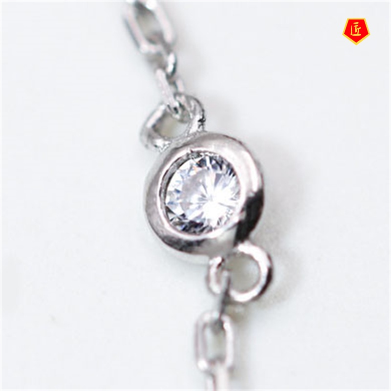 [Ready Stock]Silver Necklace Women's Diamond Pendant Necklace Simple Fashion All-Matching