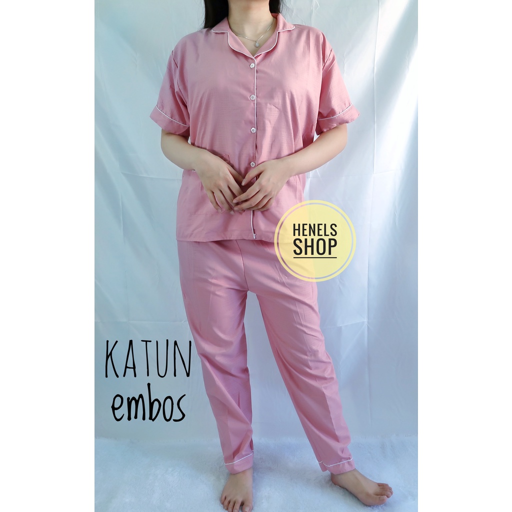 HENELS PIYAMA DEWASA | BAJU TIDUR DEWASA | BISA COD | PIYAMA WANITA | KATUN | PAKAIAN TIDUR | PIYAMA PENDEK | PIYAMA PANJANG | PIYAMA XL | BAJU TIDUR WANITA | PIYAMA BTS BT21-CP EMBOS DUSTY PINK