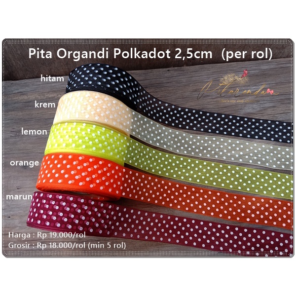 

POM-814 : Pita Organdi Polkadot 2,5cm (per rol)