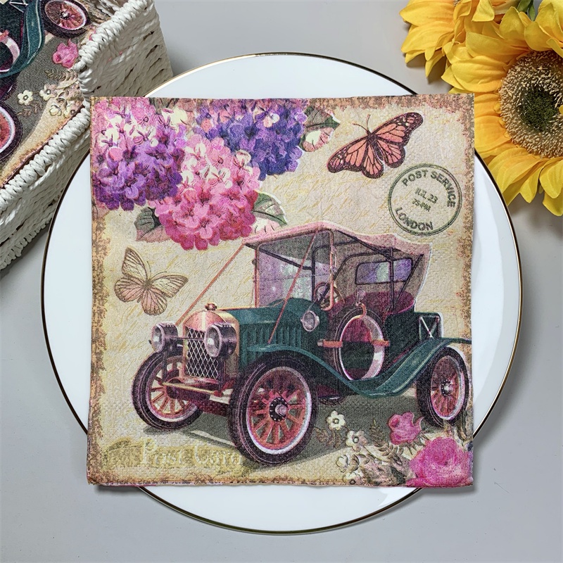 20pcs Mix Butterfly Flower Decoupage Serbet Kertas Tissue Vintage Untuk Perlengkapan Pesta Peralatan Makan Pernikahan Xmas Festival