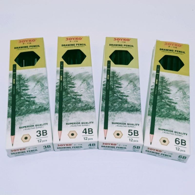 

PENSIIL JOYKO 3B, 4B, 5B, 6B/DRAWING PENSIL PENSIL MENGGAMBAR JOYKO P-118