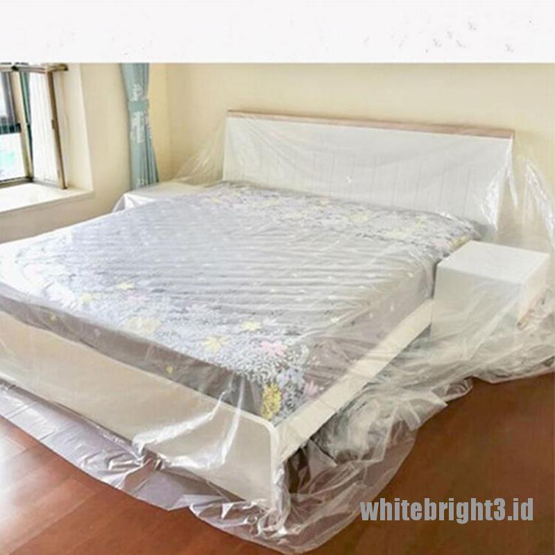 ❤White3 Warna Putih❤ 1pc cover Sofa / Kasur / Mobil Bahan Plastik Anti Air / Debu