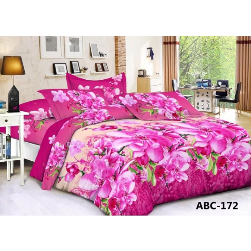 Sprei model Bonita motif bunga pink