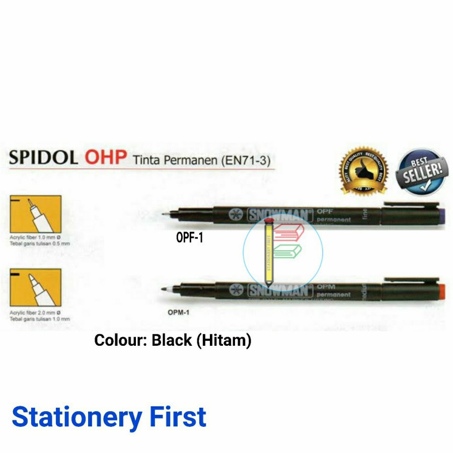 Spidol Pen Permanen OHP Snowman OPF Fine / OPM Medium per pc