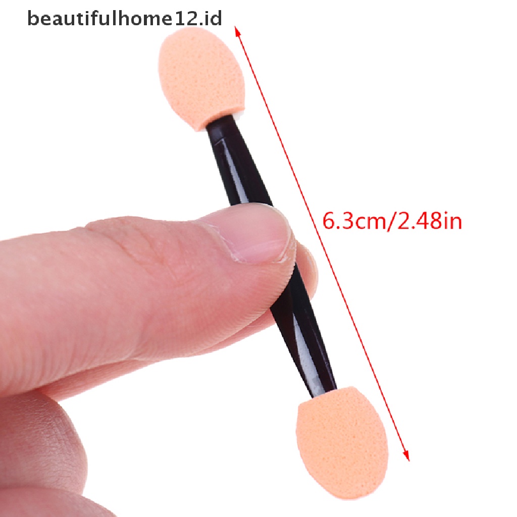 (Beautifulhome12.Id) 100pcs / Set Brush Eyeshadow Kepala Ganda Sekali Pakai Untuk Makeup / Kosmetik Wanita