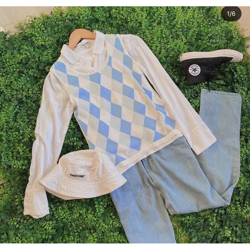 Baby Blue Argyle Vest