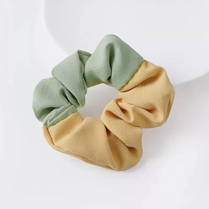 Srunchie Ikat Rambut Premium / Cepol Kain Dua Warna Casual Fashion Korean Import-AR-127 #6 HijauKning