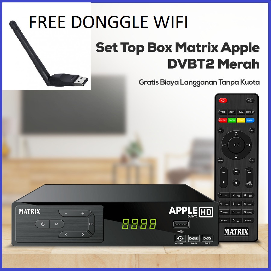 Set Top Box Matrix Apple HD TV Digital DVB T2 - Bisa Youtube+Donggle WIFI