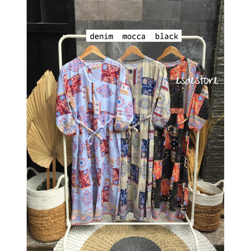 1KG MUAT 4PCS |  DELI ETNIC BOHEMIAN BKK HOMEY MAXY DRESS RAYON PREMIUM HITS SELEBGRAM LEBARAN