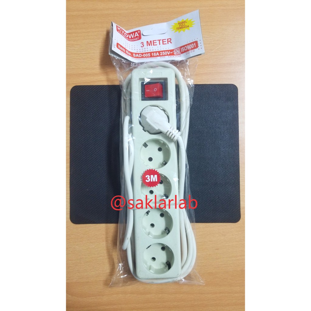 Sambungan colokan / Stop kontak + Saklar 5 Lubang 3M KYOWA