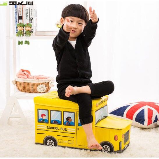 Storage Box Bus Cartoon Kotak Tempat Penyimpanan Toys Organizer Mainan Anak Anak