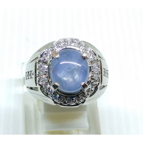 NATURAL BLUE SAFIR BIRMA. NO TREATMENT. RING ALPAKA MEWAH. TOP COLOR. STAR RAJA. LIHAT FOTO AKHIR