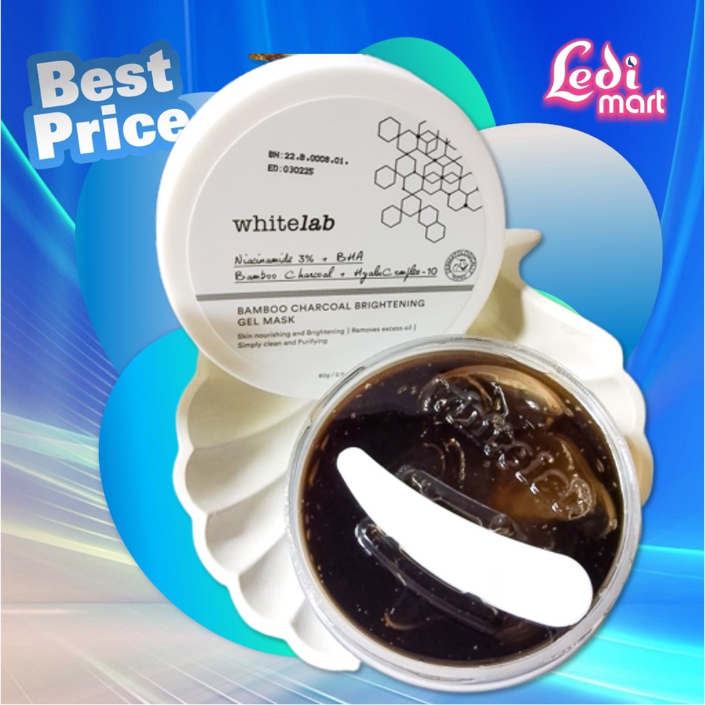 ORIGINAL WHITELAB Bamboo Charcoal Brightening Gel Mask 60gr / White Lab Masker Wajah / LEDI MART