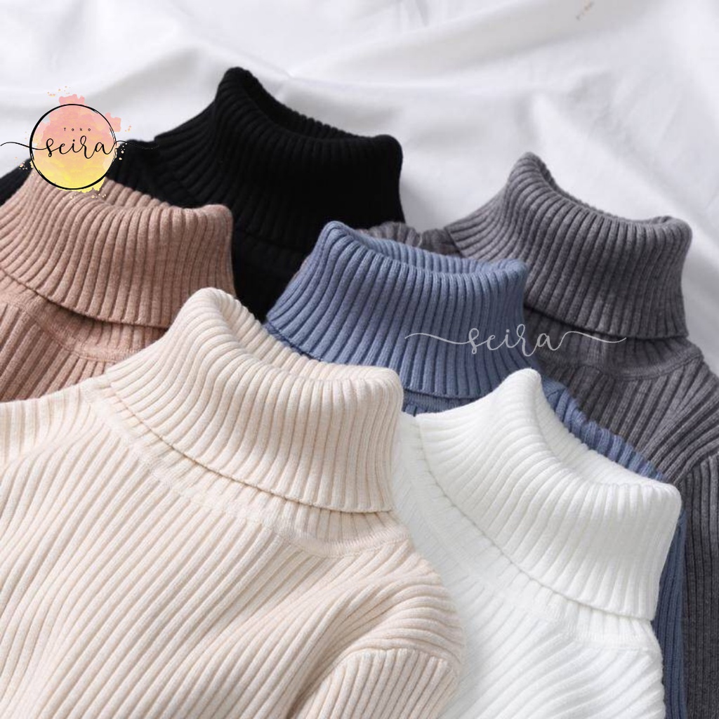 [BISA COD] Sweater Rajut Turtle Neck / Sweater Rajut Turtleneck Lengan Panjang Wanita / Sweater Rajut Longneck Wanita Ribbed