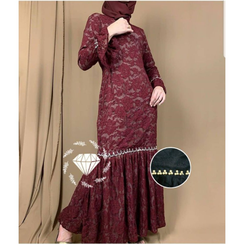 PCS MAXY NURHALIZA DUYUNG MUTIARA BRUKAT FASHION PAKAIAN WANITA DRESS GAMIS MAXI 5 UKURAN M L XL XXL 3XL MS ADA VIDEO REVIEW ASLI PRODUK