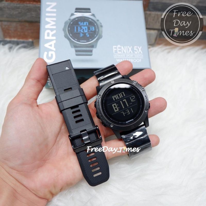 Jam Tangan Pria Garmin Fenix 5X Sport Series Free 1 Strap Rubber Cadangan (Random)