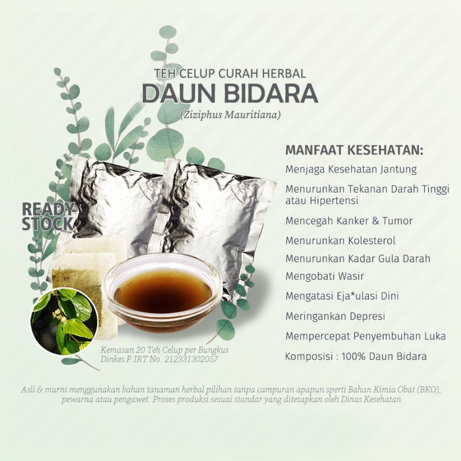 

Teh Celup Herbal DAUN BIDARA (Ziziphus Mauritiana, Widara) untuk Ruqyah, Insomnia, Ambeien, Kulit Kering, dan Bisul