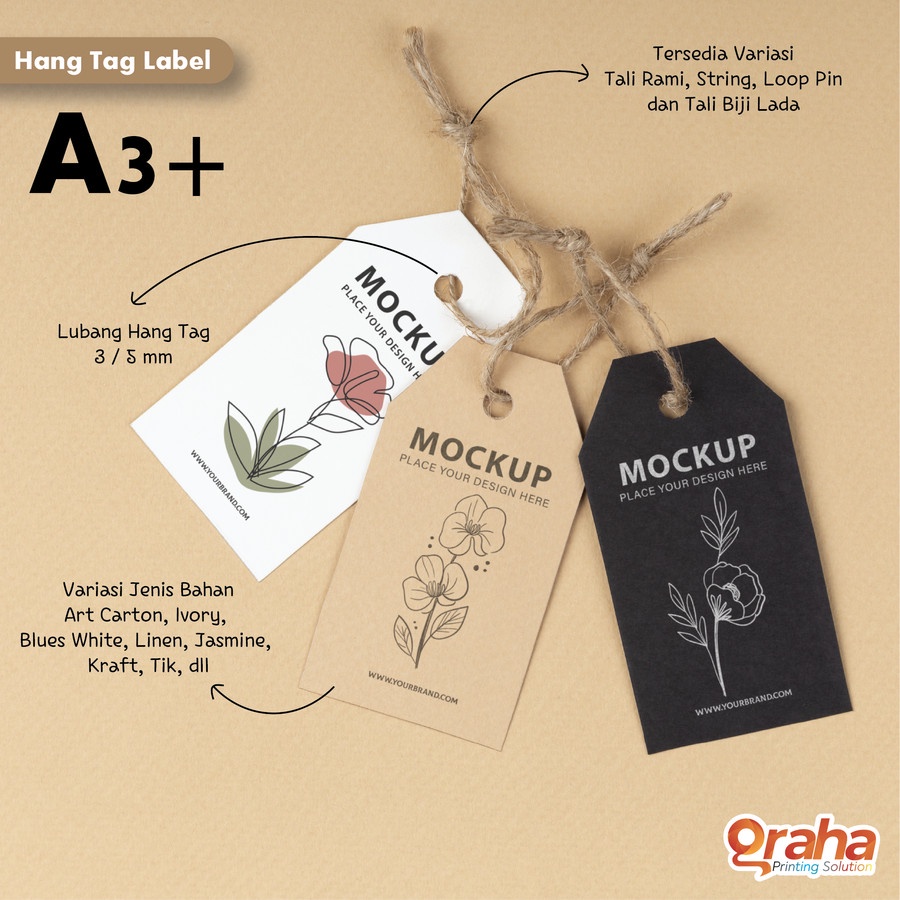 

Cetak Hang Tag Label / Hang Tag Baju / Pakaian / Kartu Ucapan - A3+