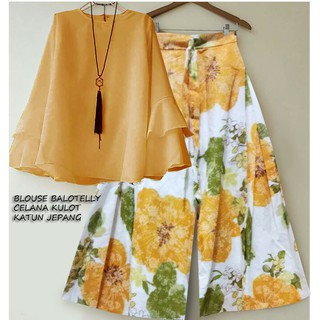 setelan blouse celana kulot bahan katun poplin songket setelan blouse celana kulot bahan katun poplin songket